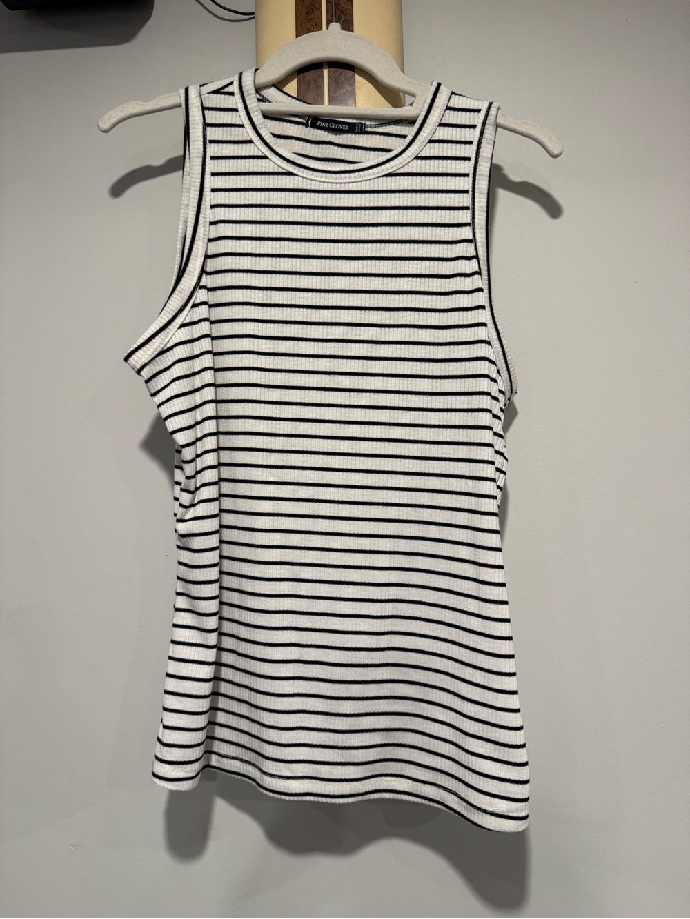 Black and White Striped Ribbed Tank